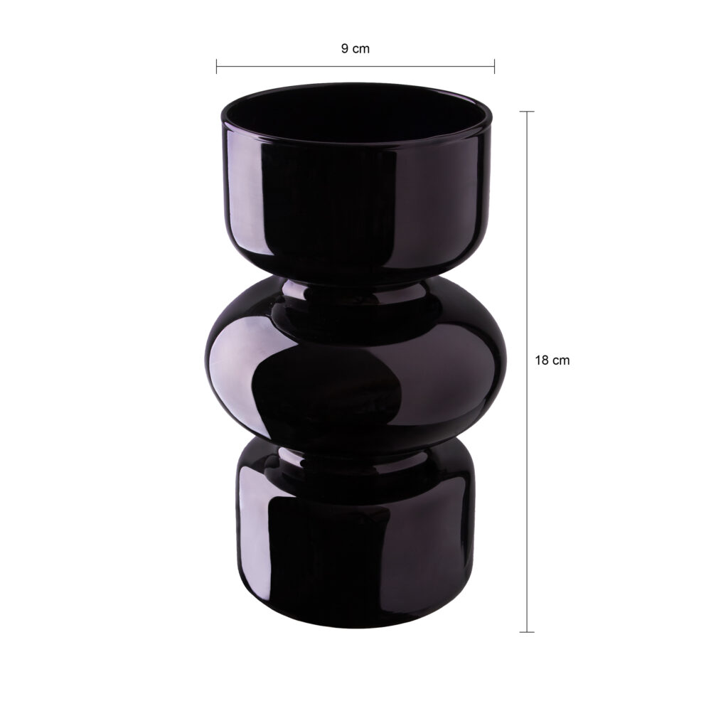 glazen zandloper vaas, vaas, zandloper vaas, glazen vaas, droogbloemenvaas, decoratieve vaas, zwarte vaas,