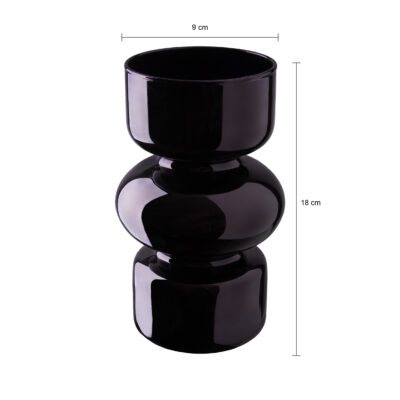 glazen zandloper vaas, vaas, zandloper vaas, glazen vaas, droogbloemenvaas, decoratieve vaas, zwarte vaas,