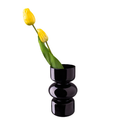 glazen zandloper vaas, vaas, zandloper vaas, glazen vaas, droogbloemenvaas, decoratieve vaas, zwarte vaas,