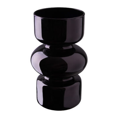 glazen zandloper vaas, vaas, zandloper vaas, glazen vaas, droogbloemenvaas, decoratieve vaas, zwarte vaas,