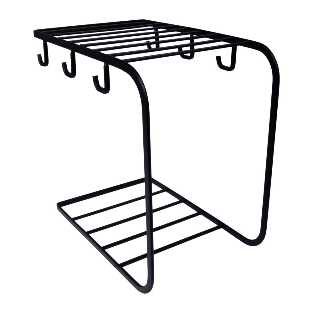 mokkenrek, rek, zwarte mokkenrek, zwarte bordenrek borden rek, mokken rek, bordenrek van metaal, bordenrek, rekje voor borden en mokken, rekje, metalen rek, metalen rek in zwart,