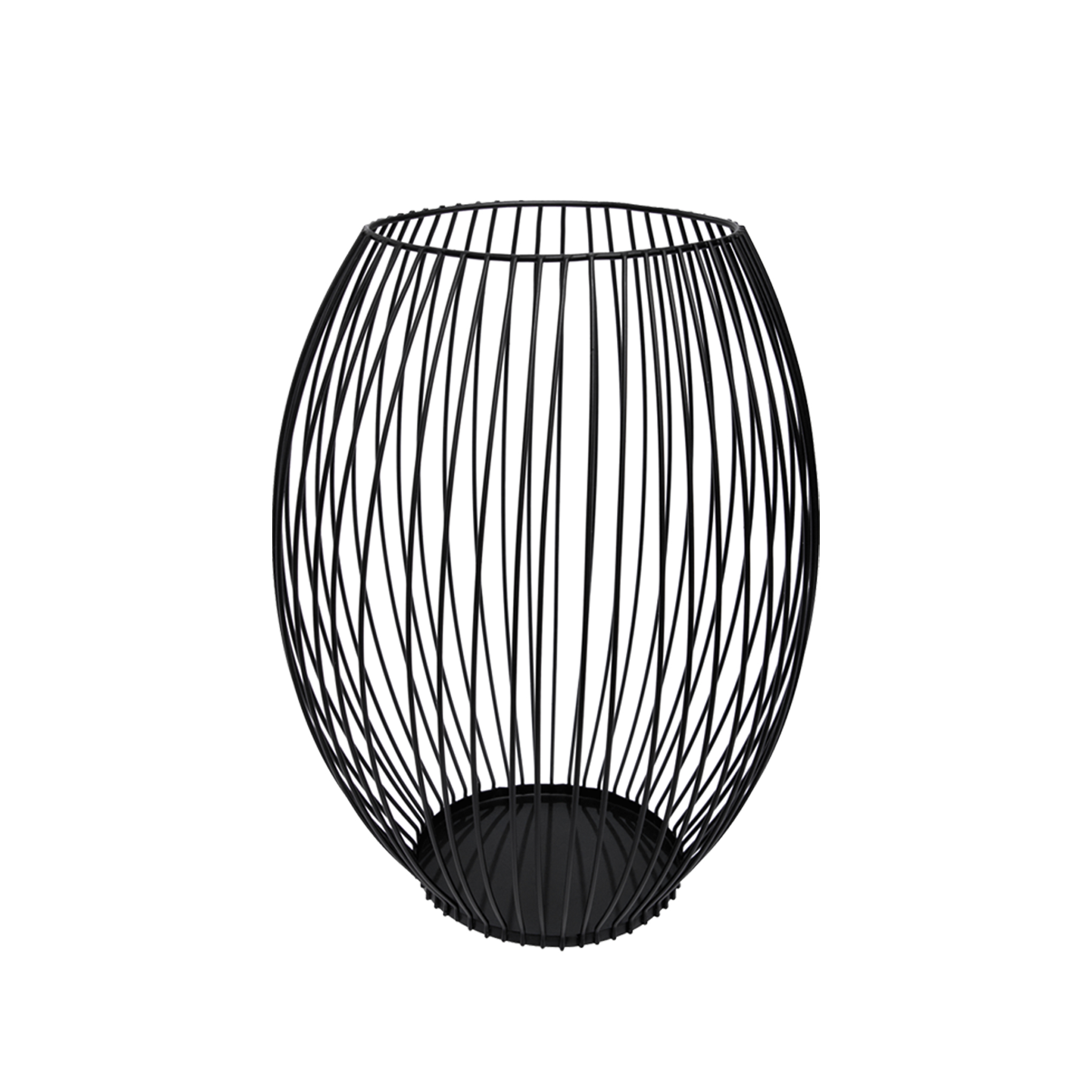 QUVIO Kaarsenhouder met frame - ø9x15 cm - Rond - Metaal - Zwart