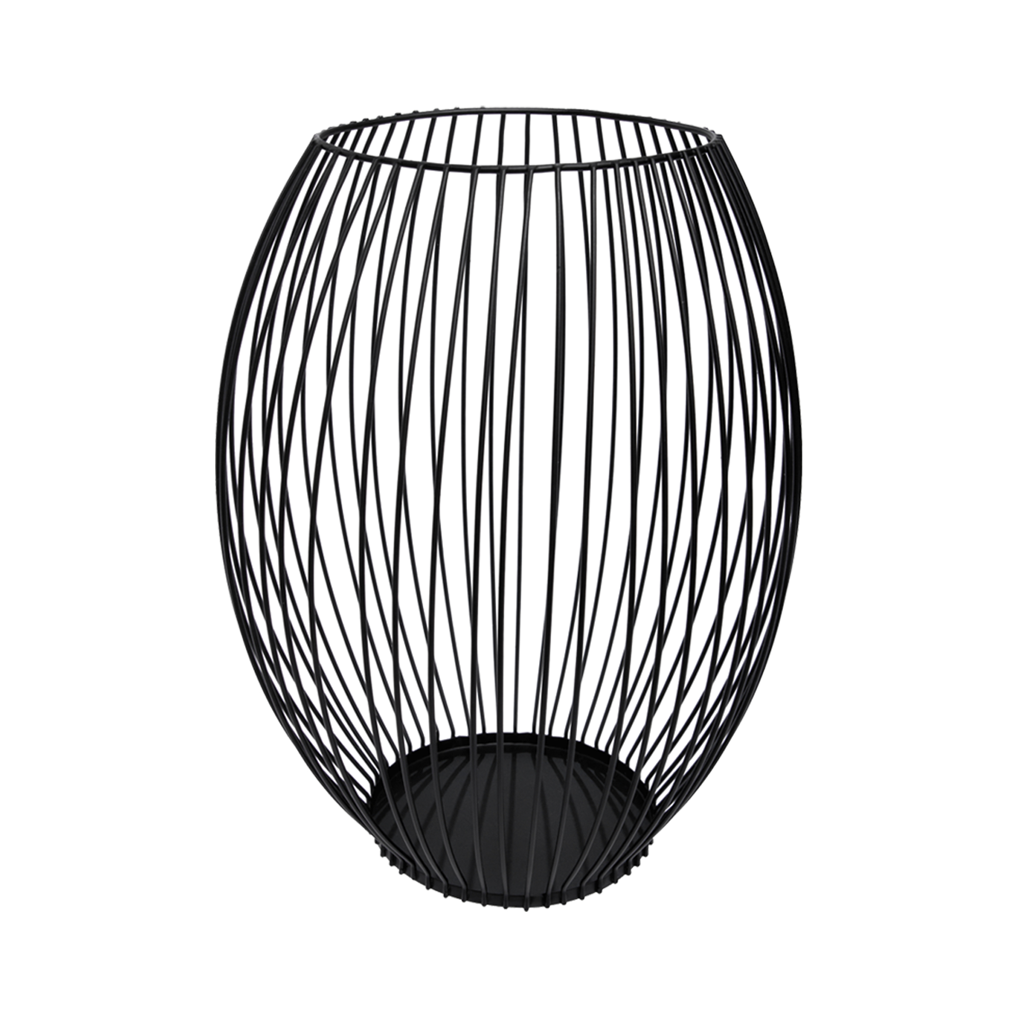 QUVIO Kaarsenhouder met frame - ø9x21 cm - Rond - Metaal - Zwart