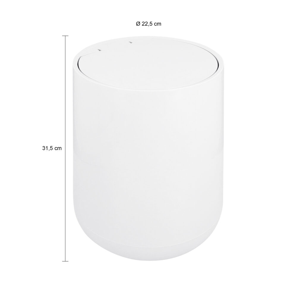 witte prullenbak, witte prullenbak van 12 liter, prullenbak wit, prullenbak met deksel, prullenbak, prullenbak van kunststof, afvalemmer,