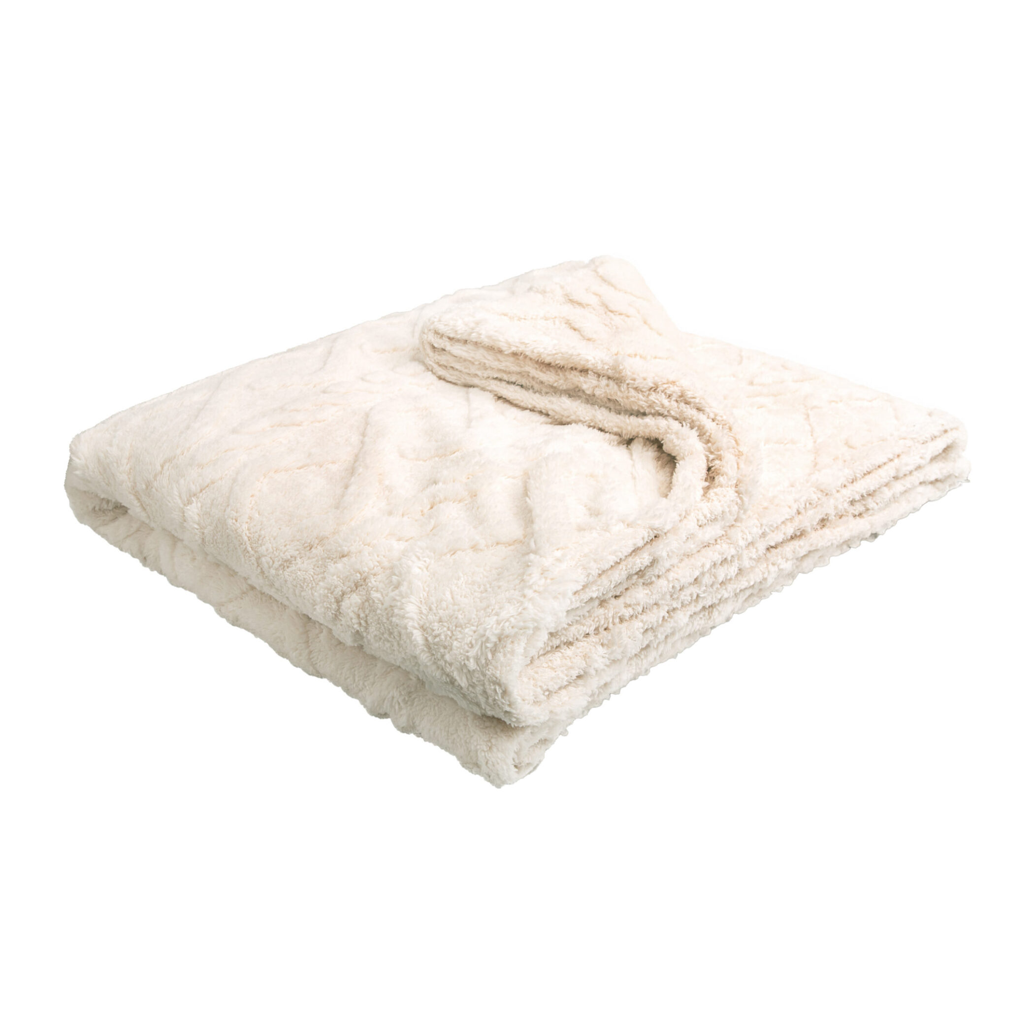 QUVIO Plaid met patroon - Poleyester - 200x230 cm - Beige