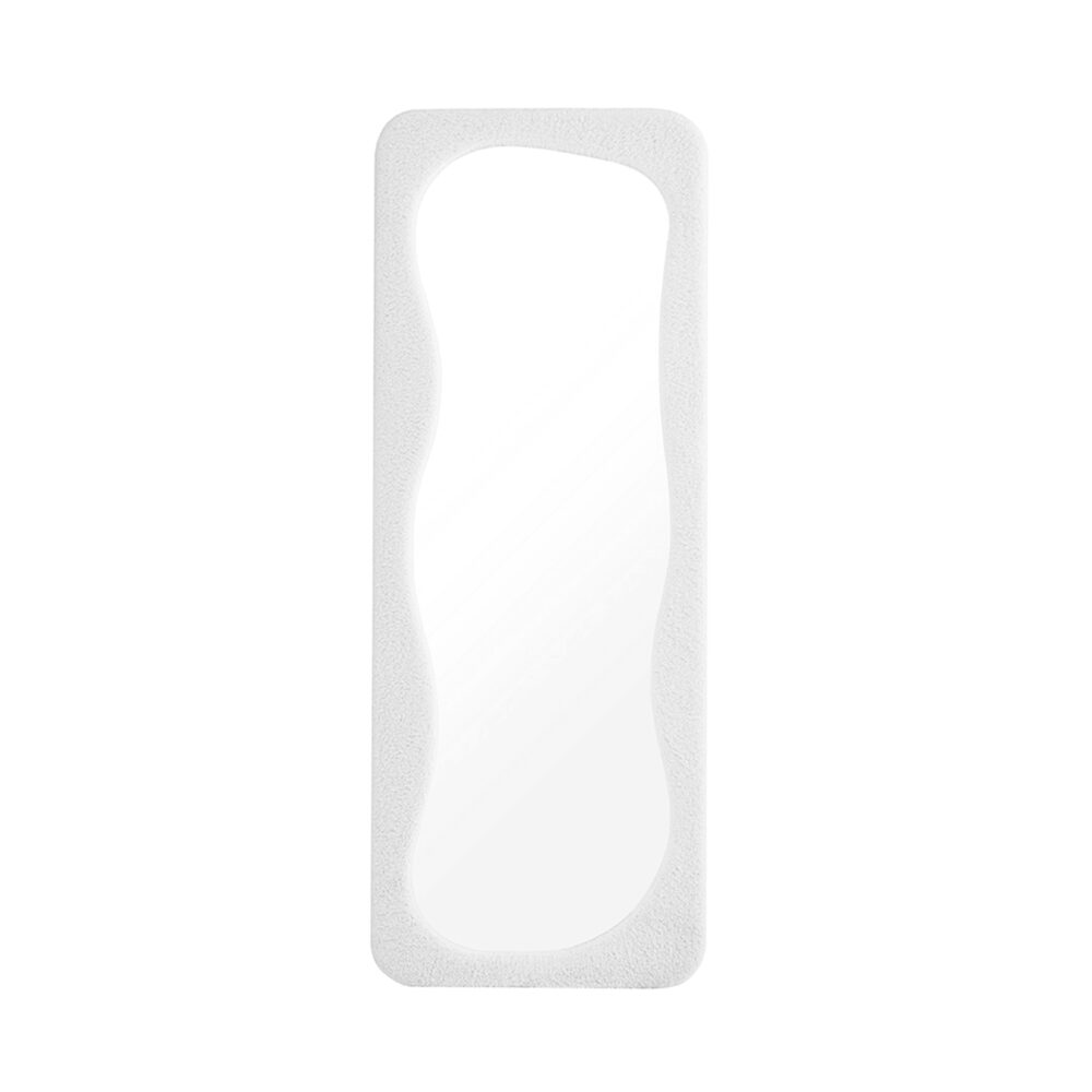 Vrijstaande spiegel, witte teddy spiegel, spiegel, witte teddy golvende, decoratieve woondecoratie, passpiegel, QUVIO staande spiegel, staande spiegel, spiegel, grote staande spiegel,