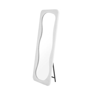 Vrijstaande spiegel, witte teddy spiegel, spiegel, witte teddy golvende, decoratieve woondecoratie, passpiegel, QUVIO staande spiegel, staande spiegel, spiegel, grote staande spiegel,