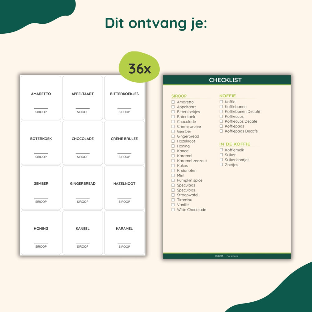 witte labelset, siroop labels, witte koffie en siroop labels, stickers, labels, set,