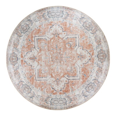 QUVIO Vloerkleed Havana - Rond - Oranje/Blauw - 200 cm_afb1