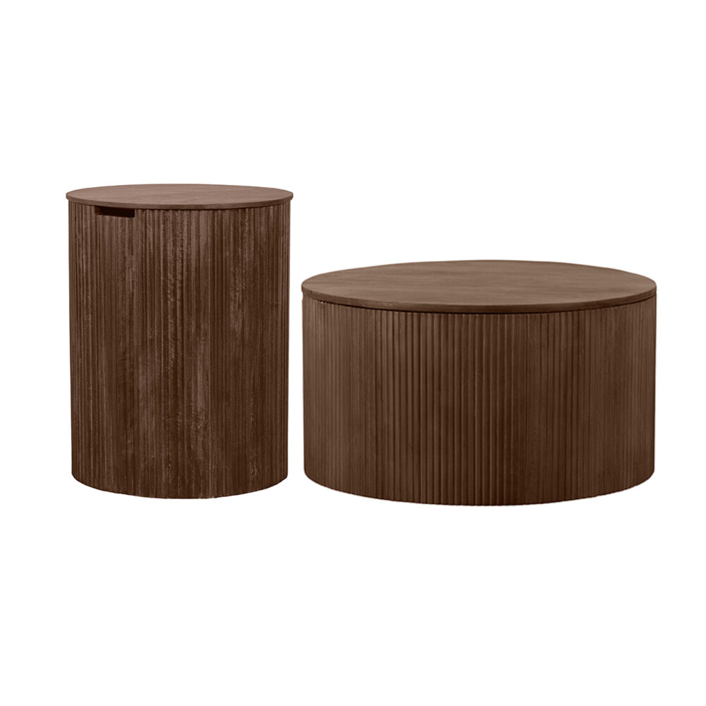 mangohouten salontafel set, salontafels , tafels, twee tafels, salontafel set Lonne, ronde salontafel set van 2, ronde salontafel set, salontafel set mangohout,