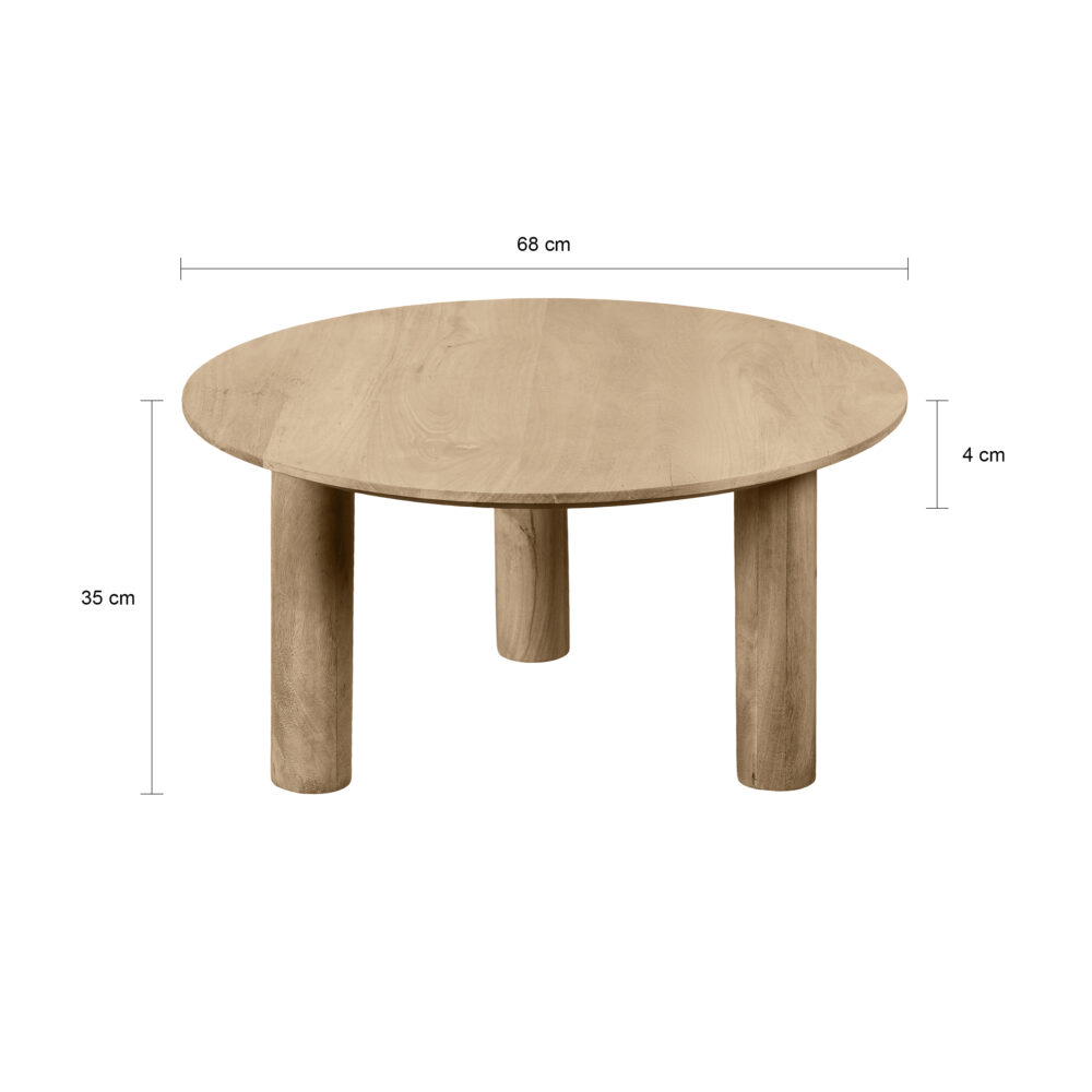 Ronde salontafel mangohout ⌀70 cm, tafel, koffietafel, salontafel rond van hout, salontafel, salontafel Lian, ronde salontafel, salontafel hout,