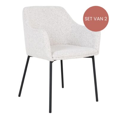 QUVIO Fauteuil Lima - LL44390 - Boucle - Staal - Wit - Set van 2_afb2