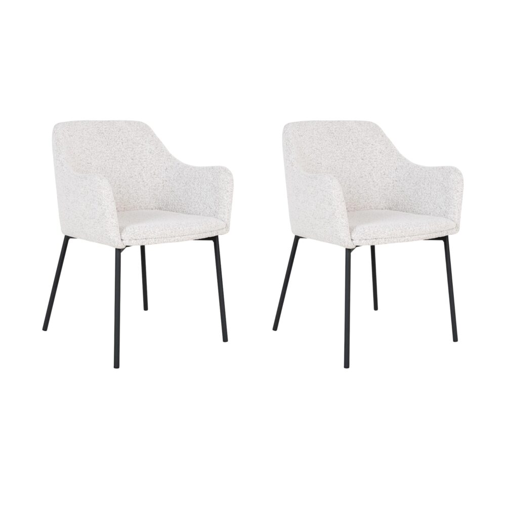 QUVIO Fauteuil Lima - LL44390 - Boucle - Staal - Wit - Set van 2_afb1