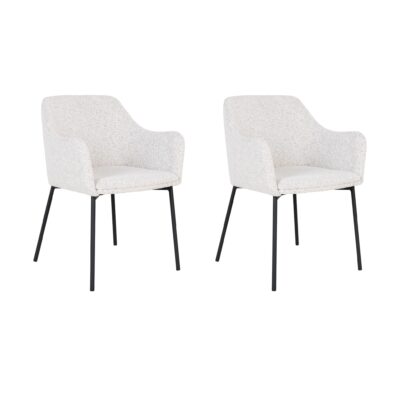 QUVIO Fauteuil Lima - LL44390 - Boucle - Staal - Wit - Set van 2_afb1