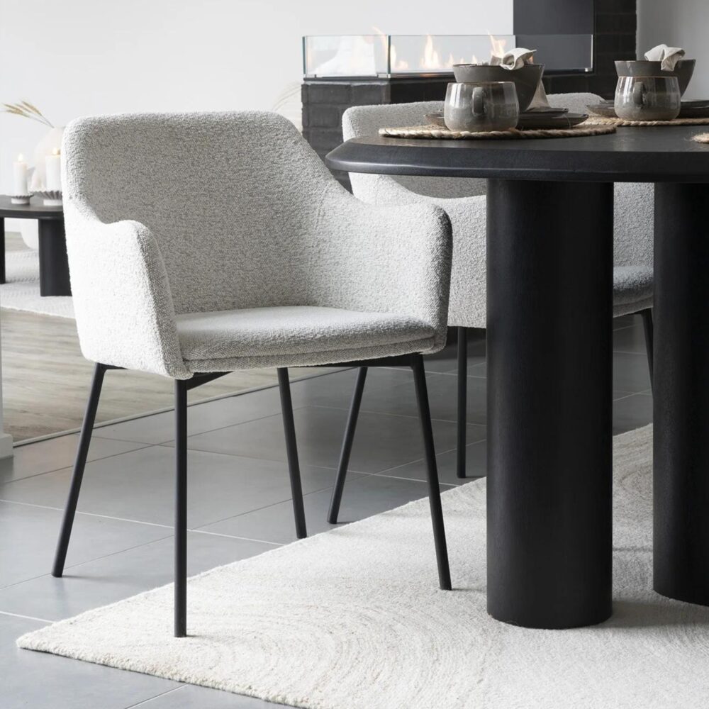 QUVIO Fauteuil Lima - LL44390 - Boucle - Staal - Wit - Set van 2_afb10