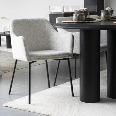 QUVIO Fauteuil Lima - LL44390 - Boucle - Staal - Wit - Set van 2_afb10