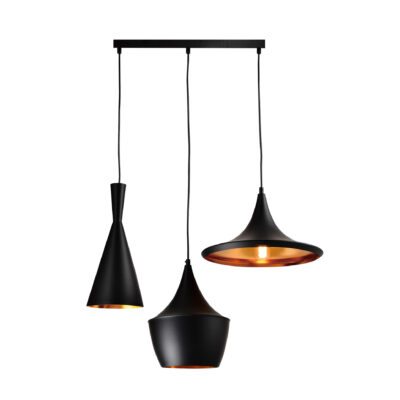 QUVIO Hanglamp 3-lichts verschillende kappen - QUV5059L-BLACK_afb1