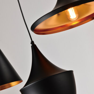 QUVIO Hanglamp 3-lichts verschillende kappen - QUV5059L-BLACK_afb4