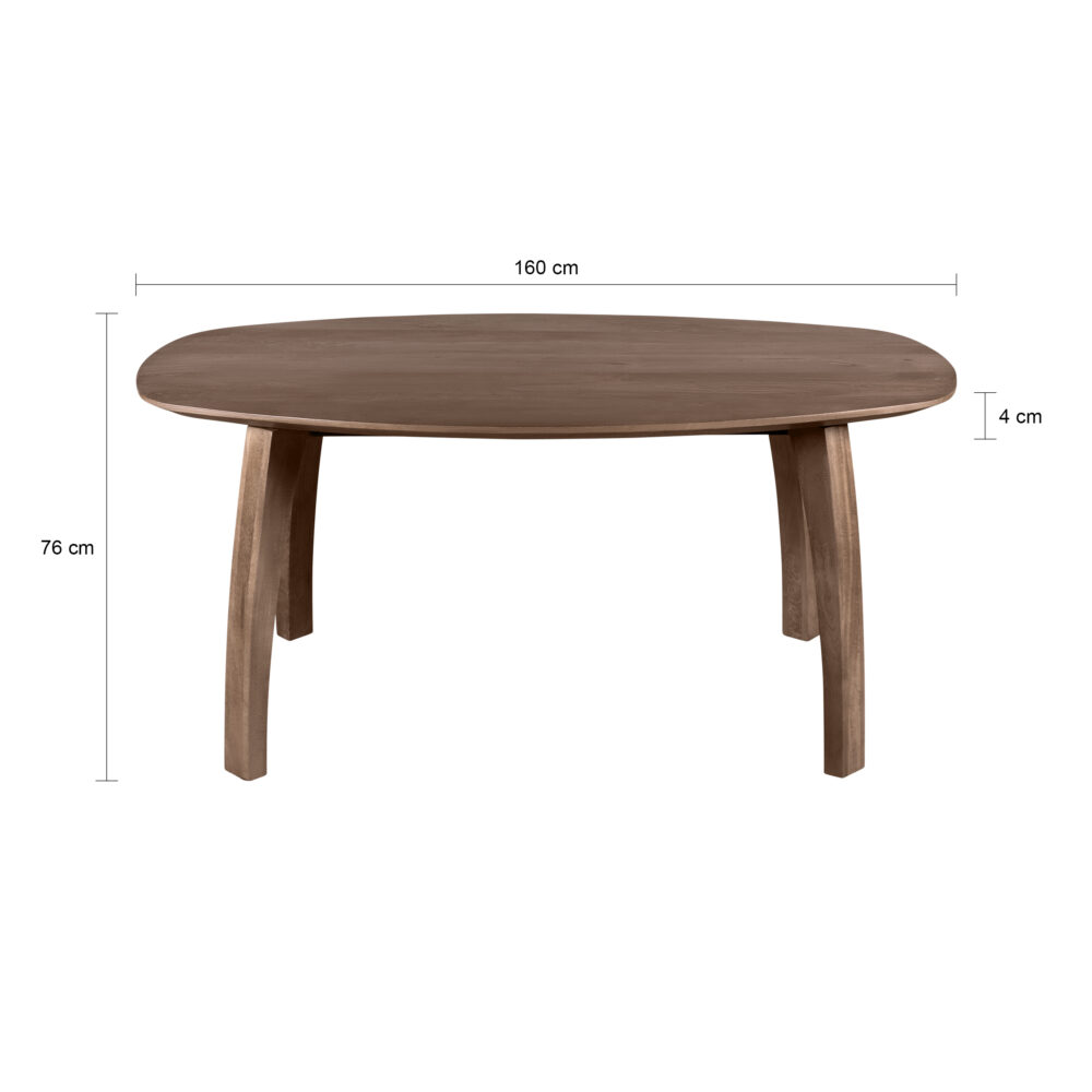 Lewis & Loft Dining Table - Luna - LL44399 - Danish oval - 160 x 100 cm - Brown_afb2