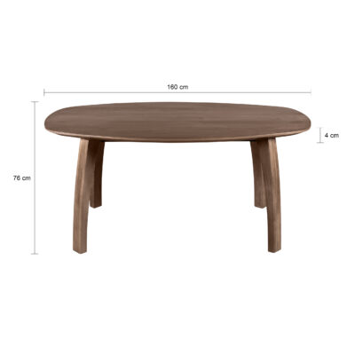 Lewis & Loft Dining Table - Luna - LL44399 - Danish oval - 160 x 100 cm - Brown_afb2