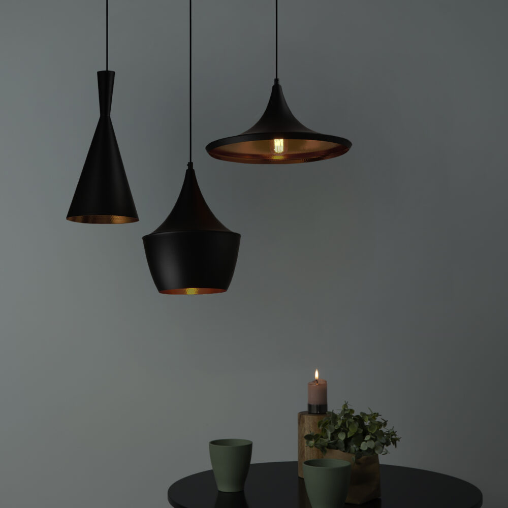 QUVIO Hanglamp 3-lichts verschillende kappen - QUV5059L-BLACK_afb5