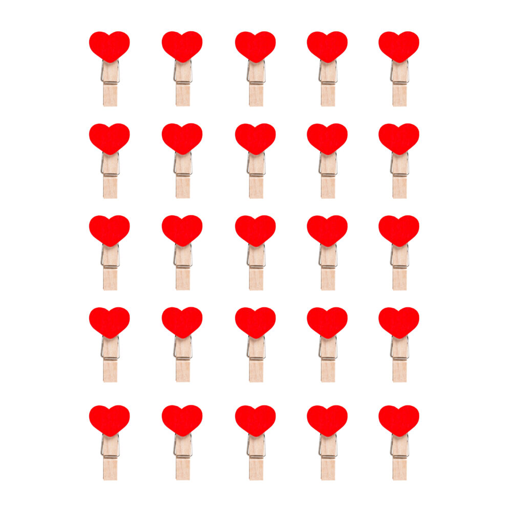 houten mini wasknijpers, Set van 25 mini wasknijpers, wasknijpers, mini wasknijpers, Houten wasknijpers, fotoknijpers, rode hartje, mini wasknijpers hout,