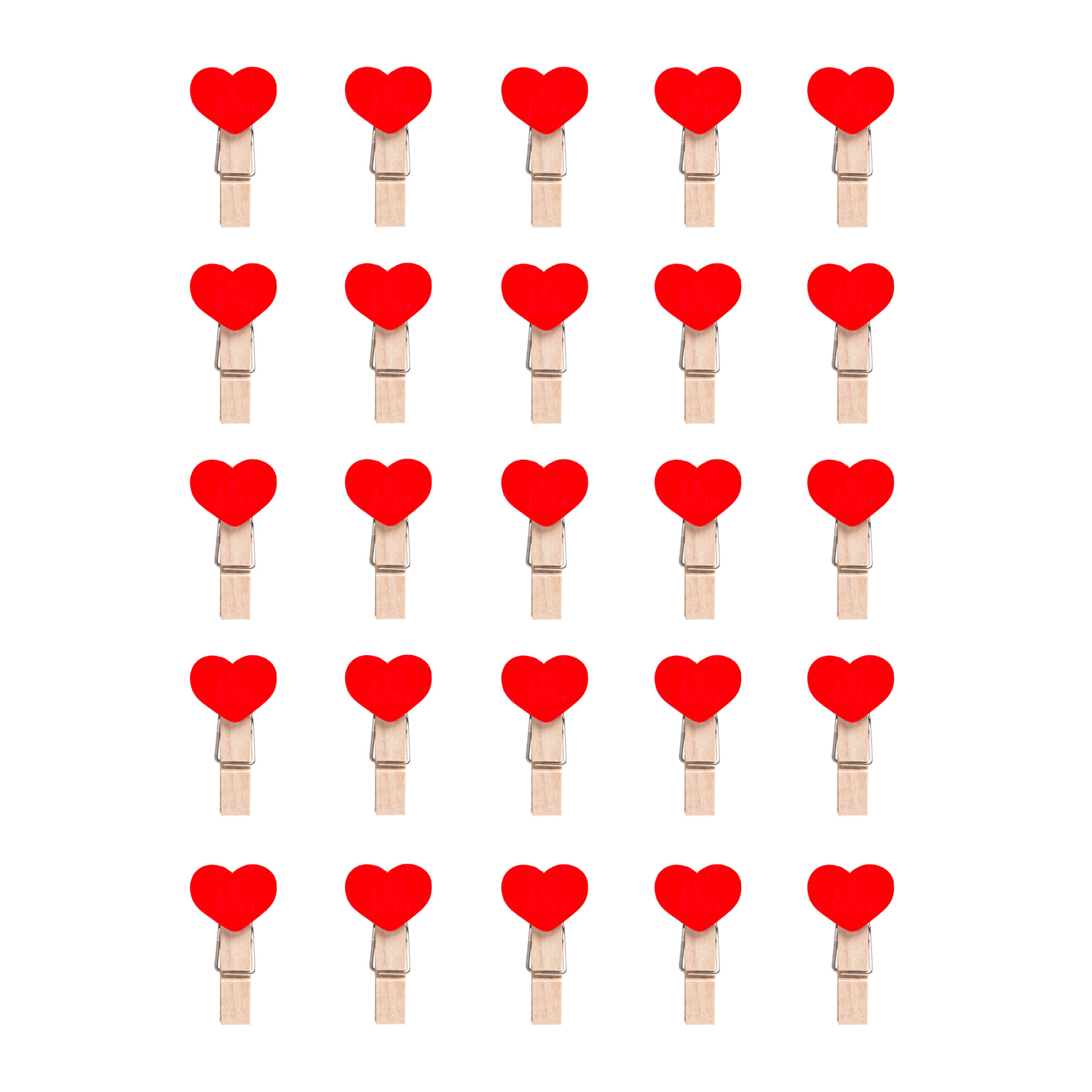 QUVIO Wasknijpers mini - 25 stuks - Hout - Rood