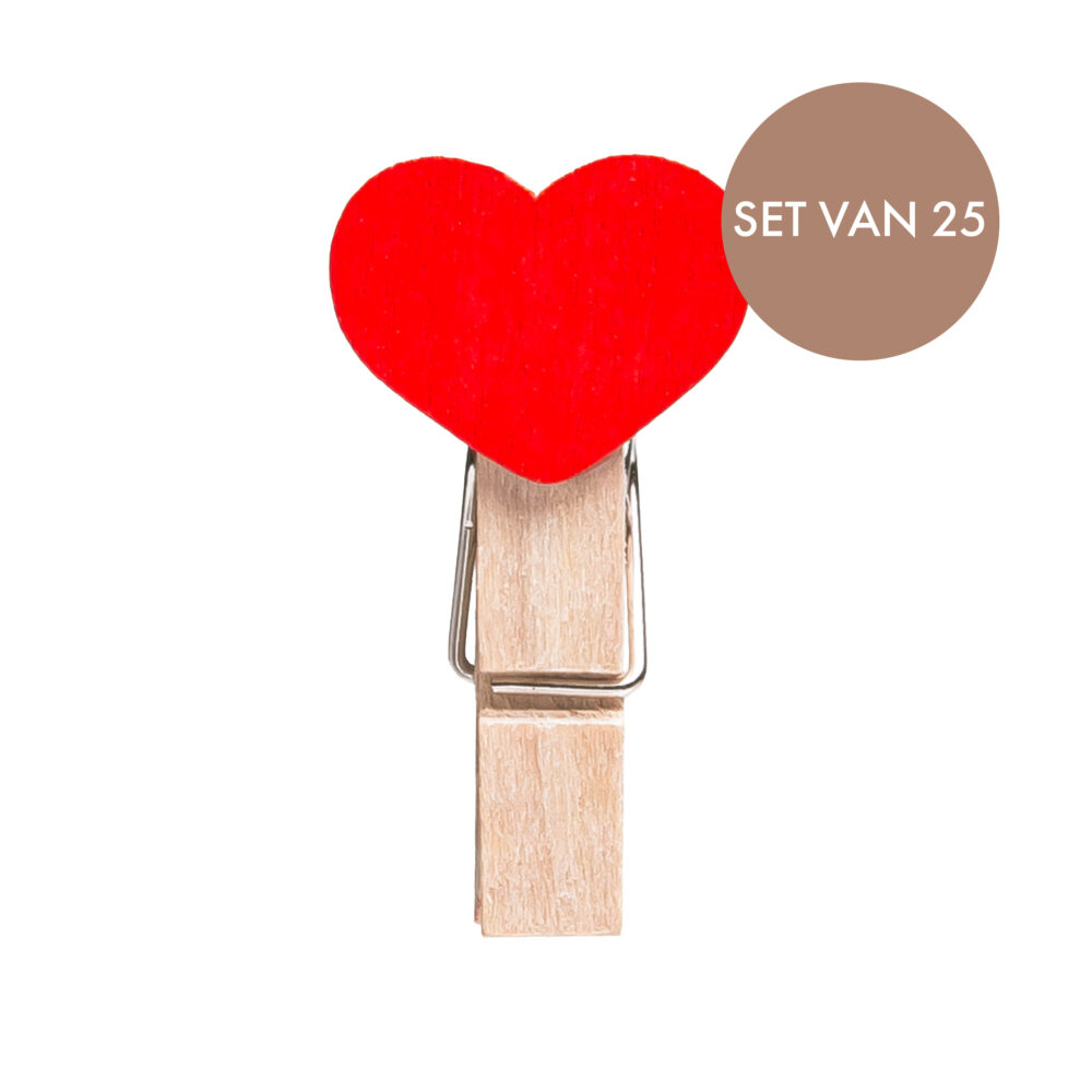 houten mini wasknijpers, Set van 25 mini wasknijpers, wasknijpers, mini wasknijpers, Houten wasknijpers, fotoknijpers, rode hartje, mini wasknijpers hout,