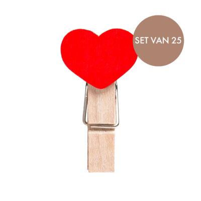 houten mini wasknijpers, Set van 25 mini wasknijpers, wasknijpers, mini wasknijpers, Houten wasknijpers, fotoknijpers, rode hartje, mini wasknijpers hout,