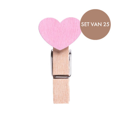 Mini wasknijpers hout, mini wasknijpers, mini wasknijpers klein, houten wasknijpers, roze hartje, fotoknijpers, wasknijpers,