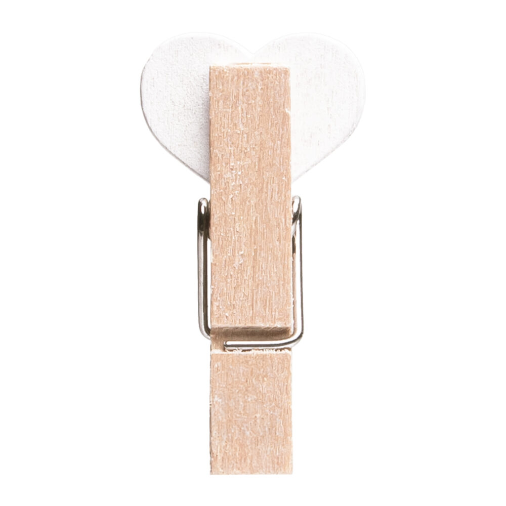 houten mini wasknijpers, mini wasknijpers hout, mini wasknijpers, wasknijpers, witte hartje, fotoknijpers, Set van 25 mini wasknijpers, houten wasknijpers