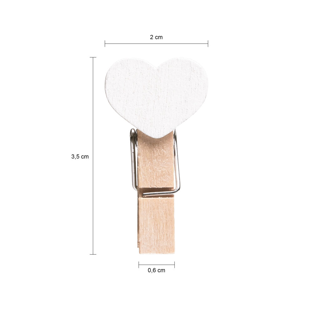houten mini wasknijpers, mini wasknijpers hout, mini wasknijpers, wasknijpers, witte hartje, fotoknijpers, Set van 25 mini wasknijpers, houten wasknijpers