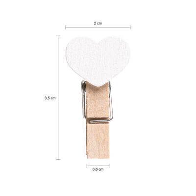 houten mini wasknijpers, mini wasknijpers hout, mini wasknijpers, wasknijpers, witte hartje, fotoknijpers, Set van 25 mini wasknijpers, houten wasknijpers