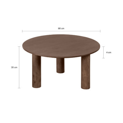 Salontafel rond hout 70 cm, tafel, bruine salontafel, salontafel rond van hout, ronde salontafel, salontafel rond, salontafel Lian, salontafel mangohout,