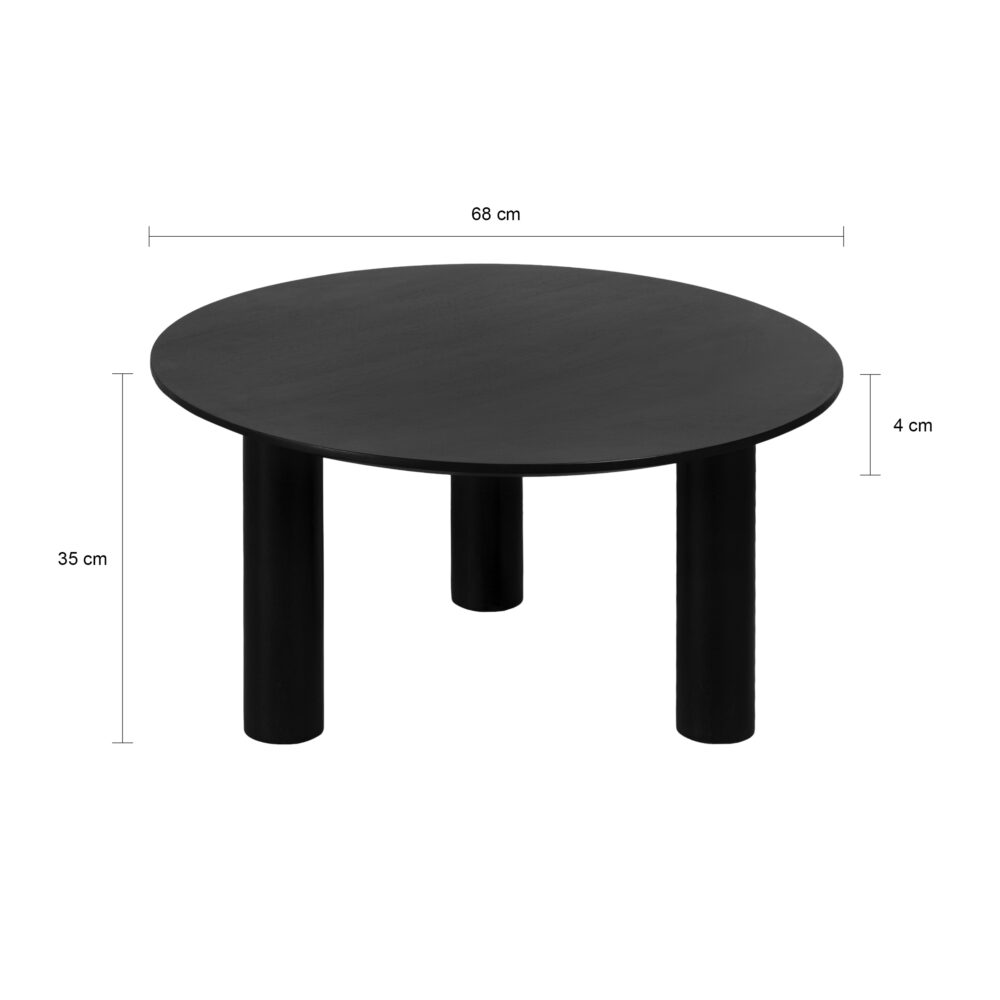 Ronde koffietafel Lian zwart, tafel, zwarte salontafel, Ronde koffietafel, salontafel, salontafel Lian, zwarte ronde salontafel,