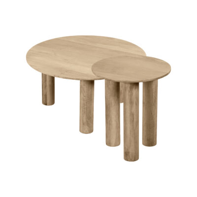 Ronde houten bijzettafel, bijzettafel Lian, ronde bijzettafel, bijzettafel, tafel, Naturel bijzettafel