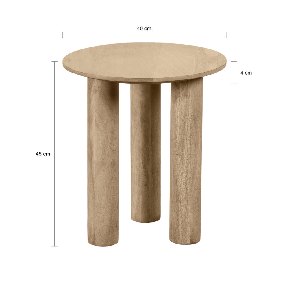 Ronde houten bijzettafel, bijzettafel Lian, ronde bijzettafel, bijzettafel, tafel, Naturel bijzettafel