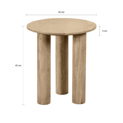 Ronde houten bijzettafel, bijzettafel Lian, ronde bijzettafel, bijzettafel, tafel, Naturel bijzettafel