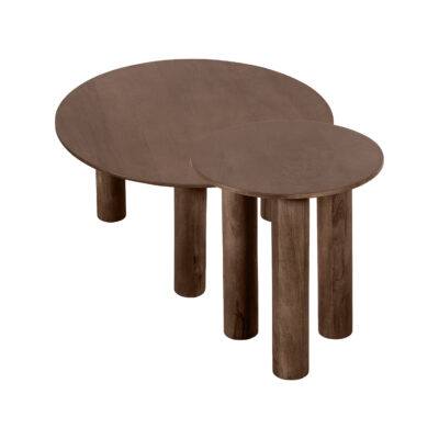 bijzettafel van mangohout, Bruine bijzettafel, bijzettafel Lian, bruine ronde bijzettafel, bijzettafel, ronde bijzettafel, tafel, houten bijzettafel,