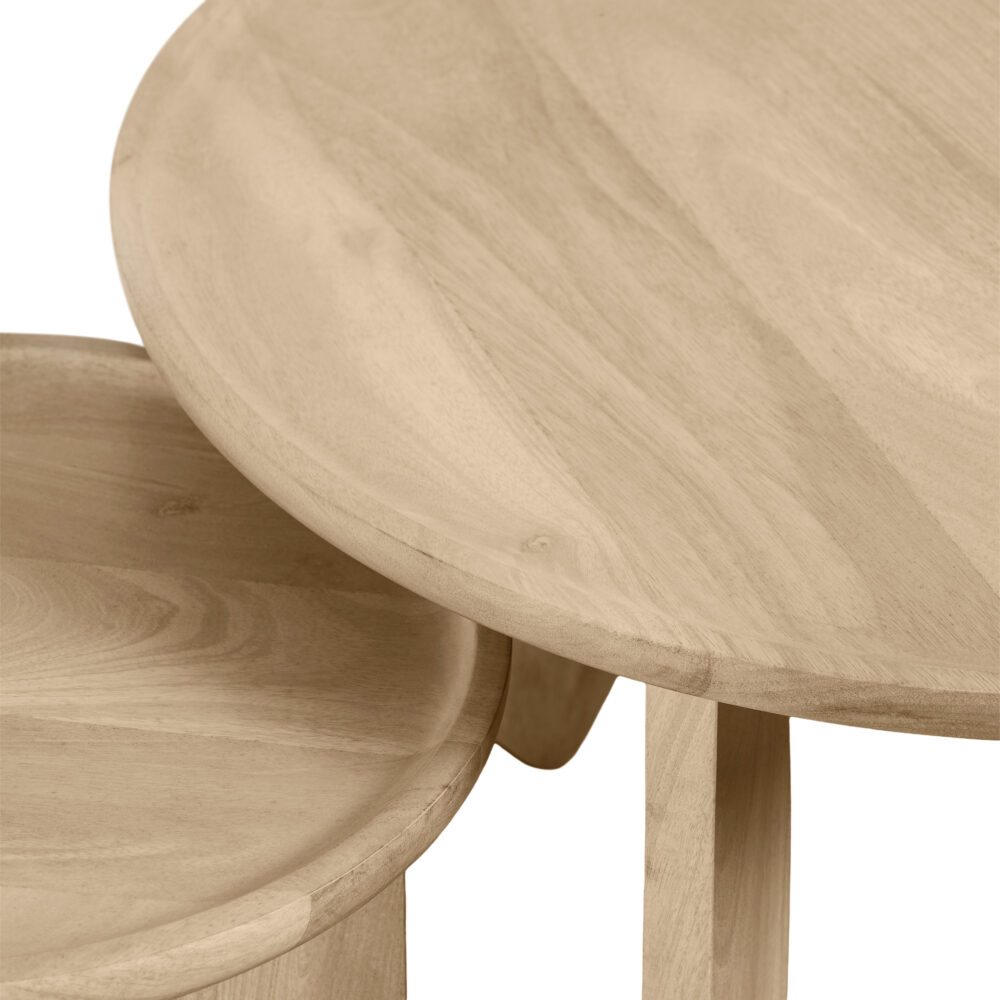 Salontafel Luuk met twee ronde tafels, twee ronde tafels, houten salontafel set, salontafel Luuk, ronde salontafel set van 2, set, salontafel set, tafels,