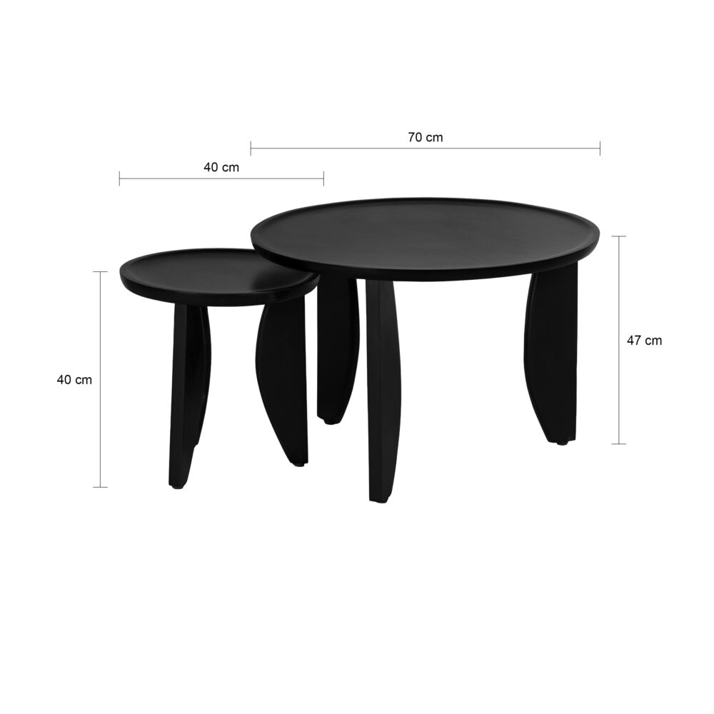 salontafel set Luuk, Luuk salontafel set, salontafels Luuk, zwarte salontafel set van 2, salontafel set, tafels, zwarte salontafel set,