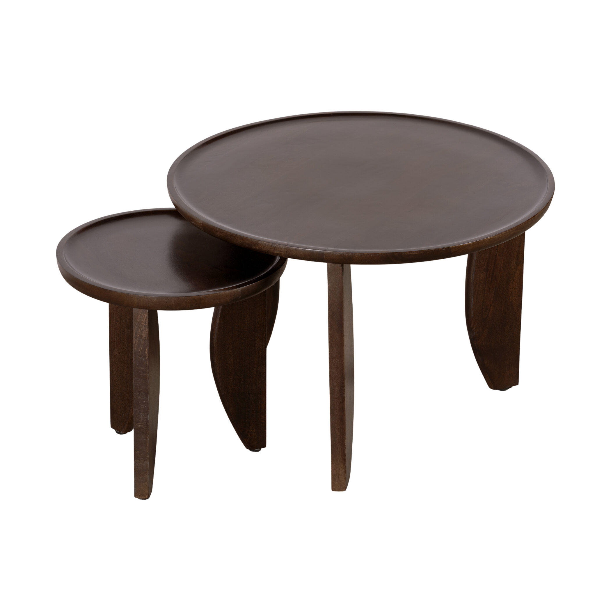 Lewis & Loft Salontafel Luuk - FSC® mangohout - Rond - Walnoot bruin - Set van 2
