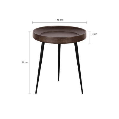 ronde bijzettafel Luus, bijzettafel Luus, bijzettafel, ronde bijzettafel, tafeltje, tafel, Rond tafeltje van ø46 cm, Walnoot bruine bijzettafel,