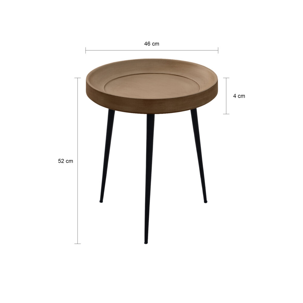 bijzettafel Luus in bruin mat, bijzettafel Luus, rond tafeltje, tafeltje, tafel, Bruin matte bijzettafel, bijzettafel, rond tafeltje van ø46 cm,