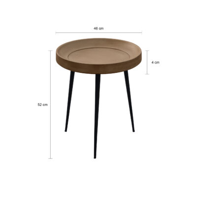 bijzettafel Luus in bruin mat, bijzettafel Luus, rond tafeltje, tafeltje, tafel, Bruin matte bijzettafel, bijzettafel, rond tafeltje van ø46 cm,
