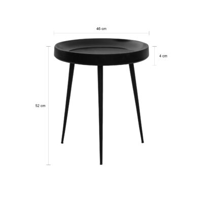 tafeltje, bijzettafel Luus, zwarte ronde bijzettafel, tafel, bijzettafel, Zwarte bijzettafel, Rond tafeltje