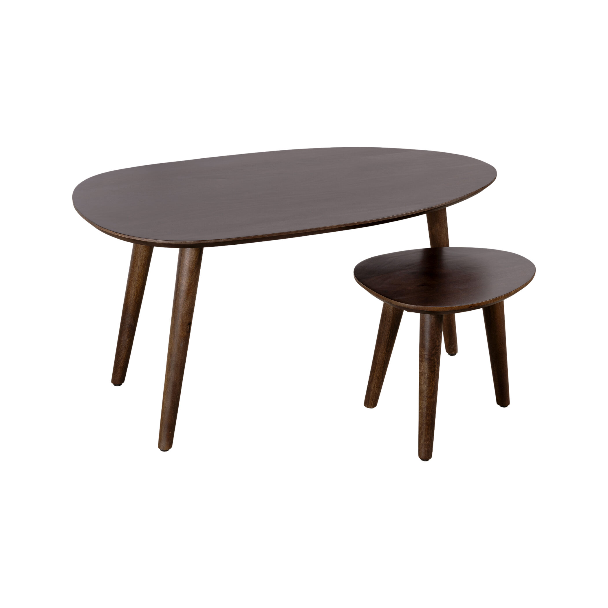 Lewis & Loft Salontafel Lela - Organisch - FSC®-gecertificeerd mangohout - Walnoot bruin - Set van 2