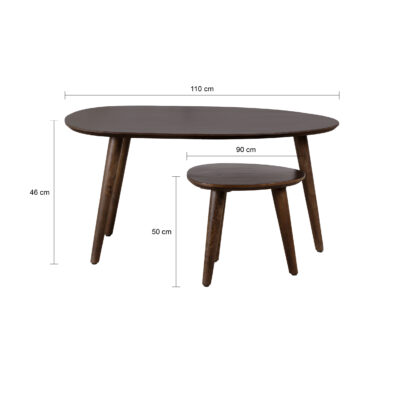 Houten salontafel set Lela, tafels, organische salontafel set, organisch gevormde tafelbladen, tafels, salontafel Lela, salontafel set van 2,