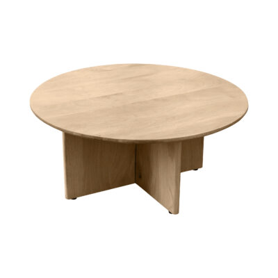 Ronde mangohouten salontafel naturel voor de zithoek