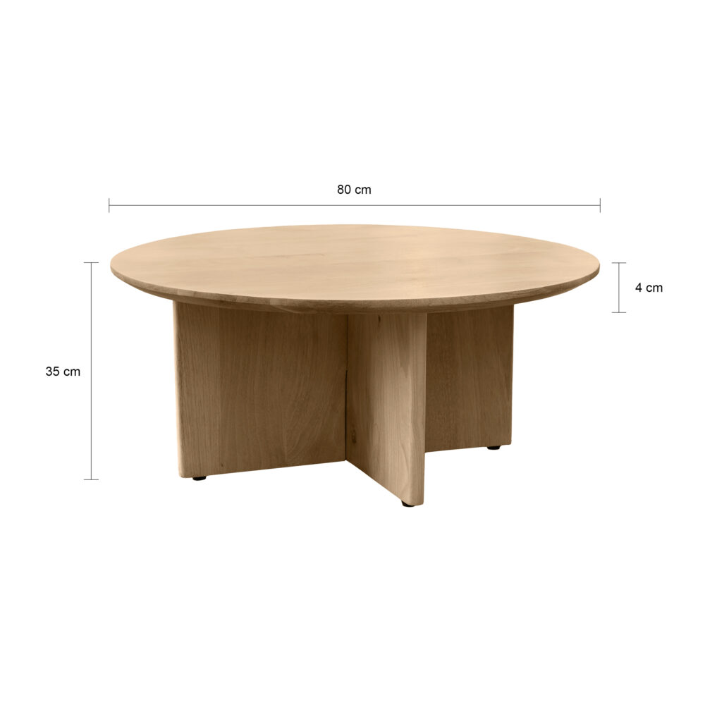 Ronde salontafel van FSC gecertificeerd mangohout in naturel kleur